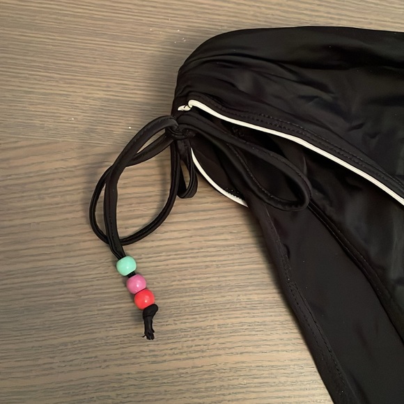 Black bikini bottom size 8 USA. Fold over waist with drawstring sides. - Picture 3 of 13